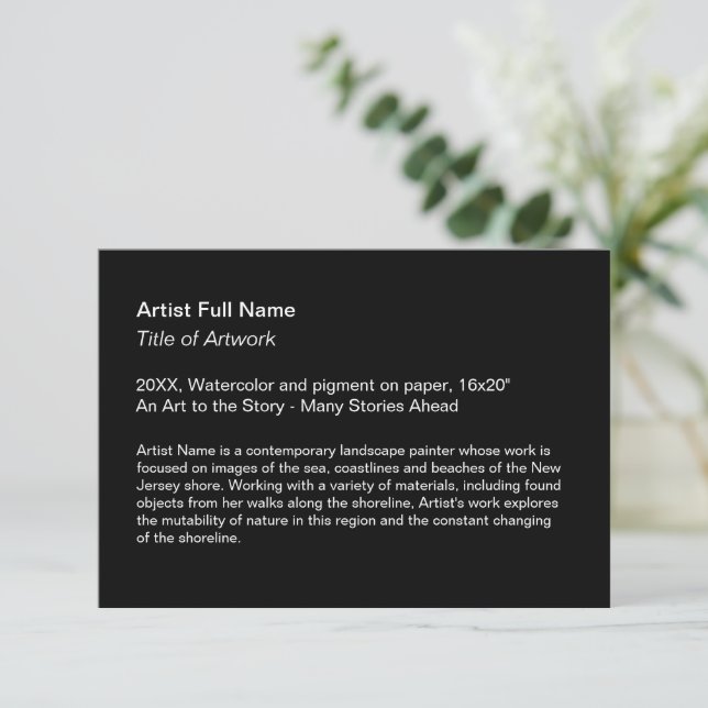 Carte De Remerciements Artwork noir Exposition Art Show Placards (Debout devant)