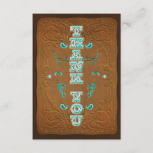 carte de REMERCIEMENTS aspect cuir marron rustique
