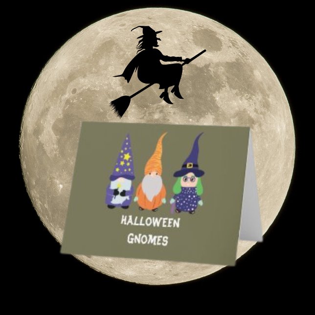 Carte De Remerciements Assistant Citrouille Sorcière Halloween Gnome Cart (Wizard Pumpkin Witch Halloween Gnome Greeting Card)