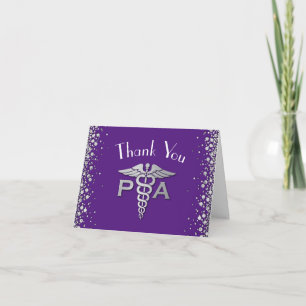 Carte De Remerciements Assistant de médecin PA Promotion Violet Argent