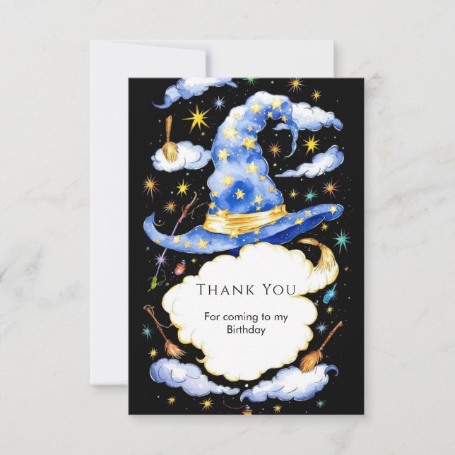 Carte De Remerciements Assistant Magie simple Broom Anniversaire (Devant)