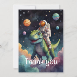 Carte De Remerciements Astronaute sur Dino dans l'espace