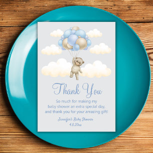 Carte De Remerciements attente d'abeille, garçon baby shower mignon ours 