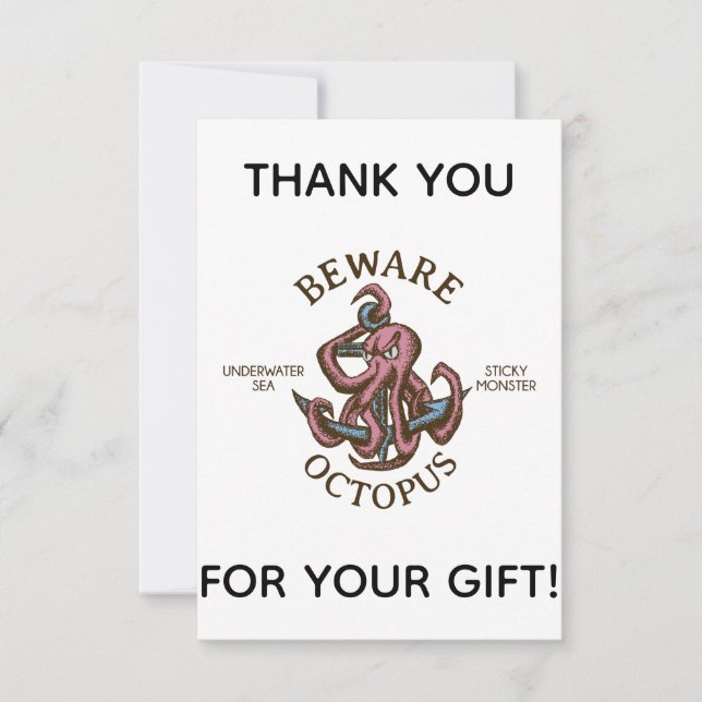 Carte De Remerciements Attention Octopus Créature Nautique Tentacle Monst (Devant)