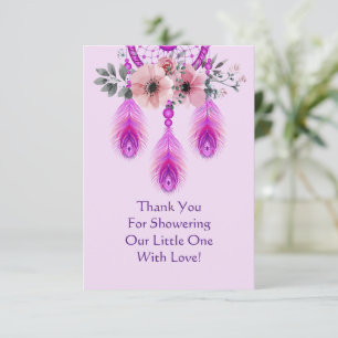 Carte De Remerciements Attrape-rêve Violet Avec Fleur