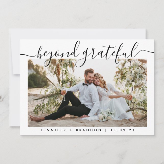 Carte De Remerciements Au-delà du calligraphe reconnaissant Mariage Photo (Devant)