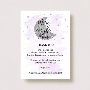 Carte De Remerciements Au-Dessus De La Lune   Baby shower neutre