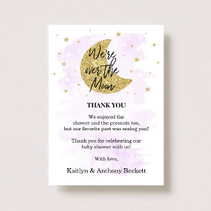 Carte De Remerciements Au-Dessus De La Lune   Baby shower neutre