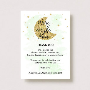 Carte De Remerciements Au-Dessus De La Lune   Baby shower neutre