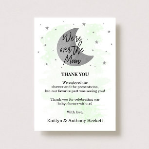 Carte De Remerciements Au-Dessus De La Lune   Baby shower neutre