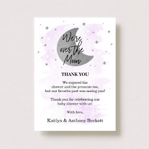 Carte De Remerciements Au-Dessus De La Lune   Baby shower neutre