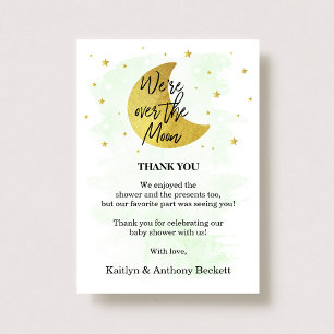 Carte De Remerciements Au-Dessus De La Lune   Baby shower neutre