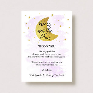 Carte De Remerciements Au-Dessus De La Lune   Baby shower neutre