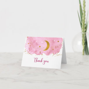 Carte De Remerciements Au-dessus du Baby shower d'or rose lune
