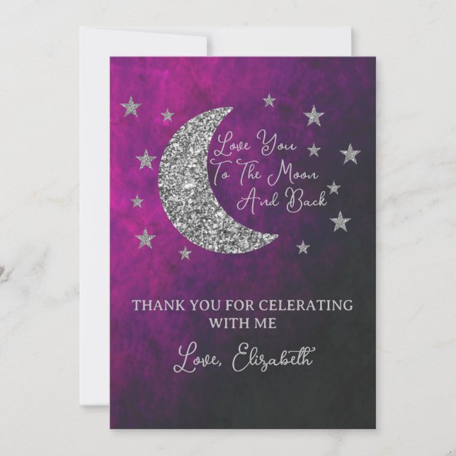 Carte De Remerciements Au-Dessus Du Baby shower Lune (Devant)