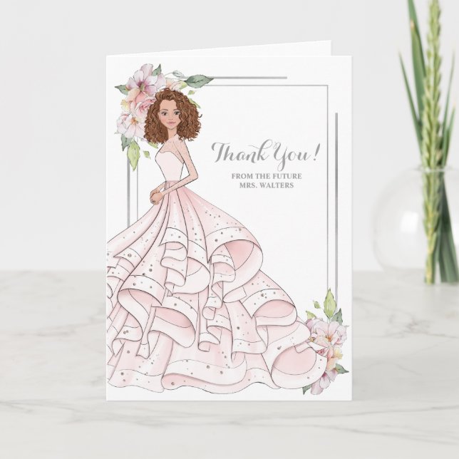 Carte De Remerciements Auburn Bride Fête des mariées Futur Mme. (Devant)