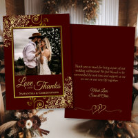 Auburn & Gold Love & Thanks Photo & Note Mariage