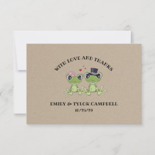 Carte De Remerciements ©Aujourd'hui dans Love Frog Couple Rustic Mariage