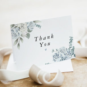 Carte De Remerciements AUSHA Dusty Blue Floral Boy Baby shower
