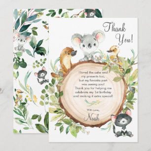 Carte De Remerciements Australian Animaux mignonette Koala 1er anniversai