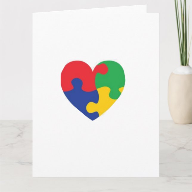 Carte De Remerciements Autisme Puzzle Coeur (Devant)