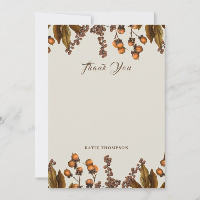 Carte De Remerciements Automne Automne Aquarelle Feuilles de feuillage (Devant)