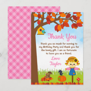 Carte De Remerciements Automne Automne Fille Ecarecrow Anniversaire