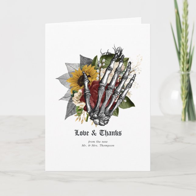Carte De Remerciements Automne Automne Rustique Floral Mariage gothique (Devant)