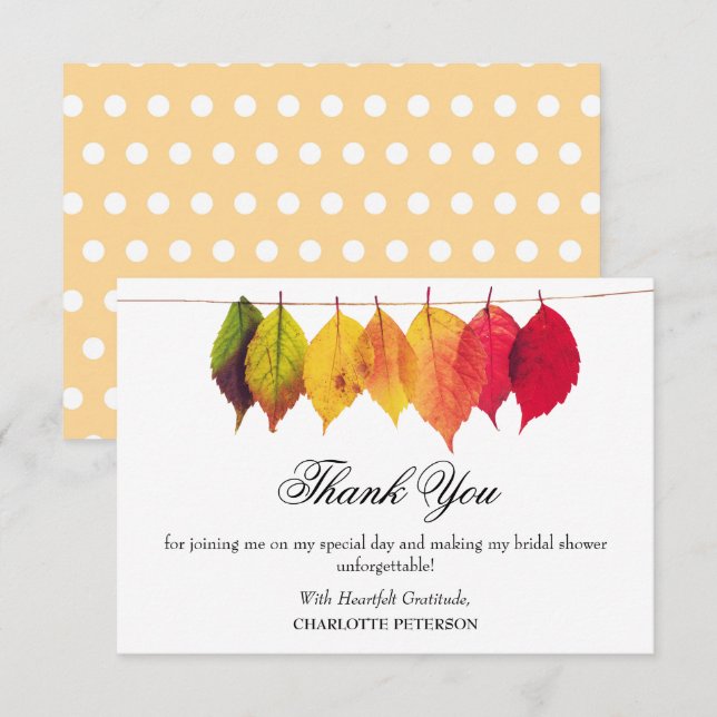 Carte De Remerciements Automne Automne Thème Fête des mariées (Devant / Derrière)