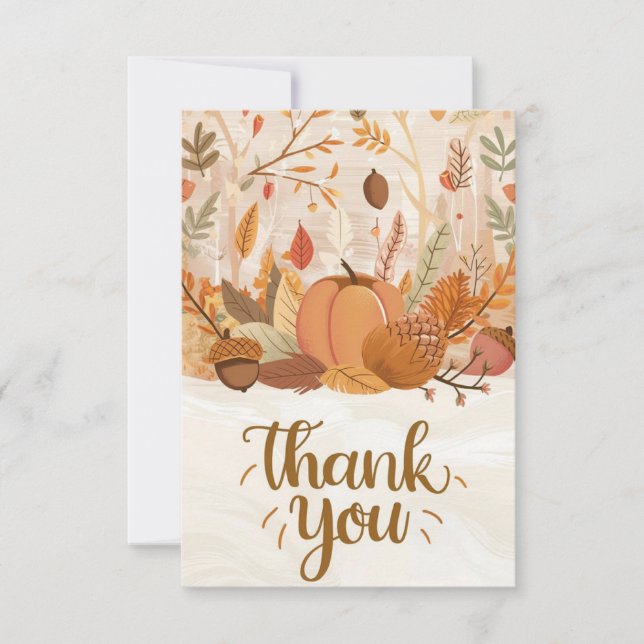 Carte De Remerciements Automne Boho Simple (Devant)