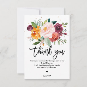 Carte De Remerciements Automne Bourgogne Brousse Floral Fleur Fête des ma