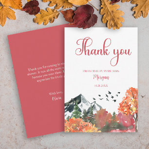 Carte De Remerciements Automne Fête des mariées forestière de la montagne