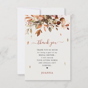 Carte De Remerciements Automne Feuilles Rustique Pays Fête des mariées