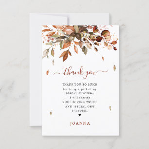 Carte De Remerciements Automne Feuilles Rustique Pays Fête des mariées La
