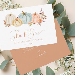 Carte De Remerciements Automne Floral Boho Citrouille Fête des mariées