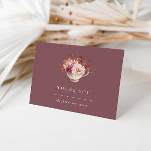 Carte De Remerciements Automne Floral Teacup Fête des mariées automne