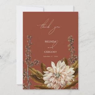 Carte De Remerciements Automne Floral Terracotta Mariage de automne d'aqu
