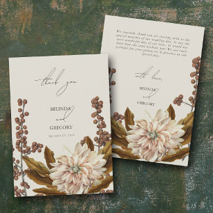 Carte De Remerciements Automne Floral Tones Terre Aquarelle Mariage de au
