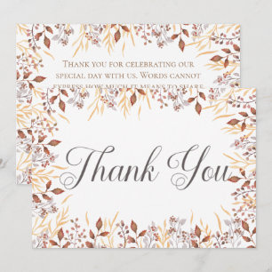 Carte De Remerciements Automne rouille & Brown Boho Mariage moderne