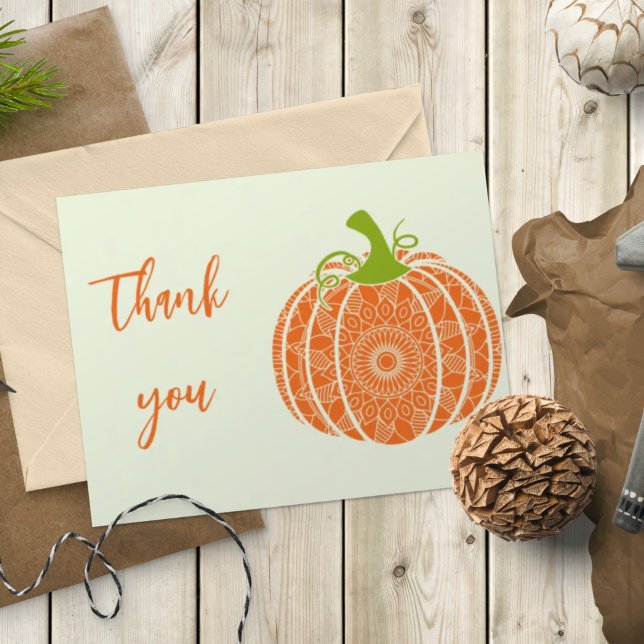 Carte De Remerciements Automne Russe Pays Orange Citrouille Thanksgiving (Créateur téléchargé)