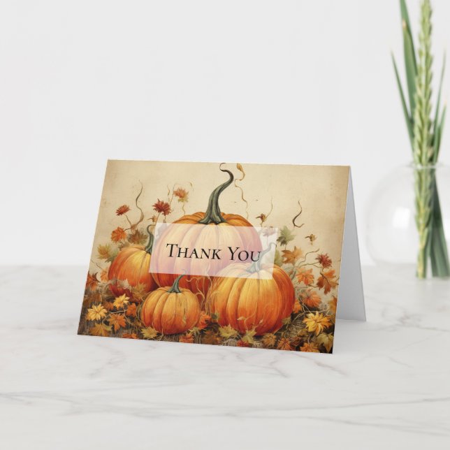 Carte De Remerciements Automne Rustique Orange Citrouille (Devant)