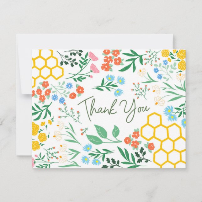 Carte de remerciements aux abeilles et aux fleurs  (Devant)
