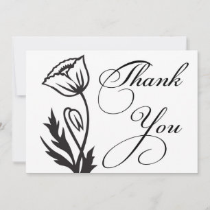 Carte de remerciements aux fleurs noires et blanch