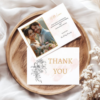 Carte De Remerciements Avec amour - Aquarelle transparente photo avec élé