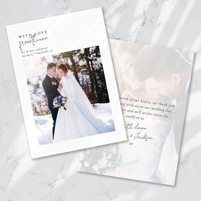 Carte De Remerciements Avec amour du nouveau M. et Mme mariage (Créateur téléchargé)