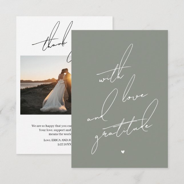 Carte De Remerciements Avec amour et Gratitude message pré-imprimé (Devant / Derrière)