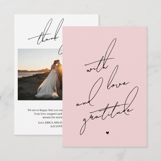 Carte De Remerciements Avec amour et Gratitude message pré-imprimé (Devant / Derrière)