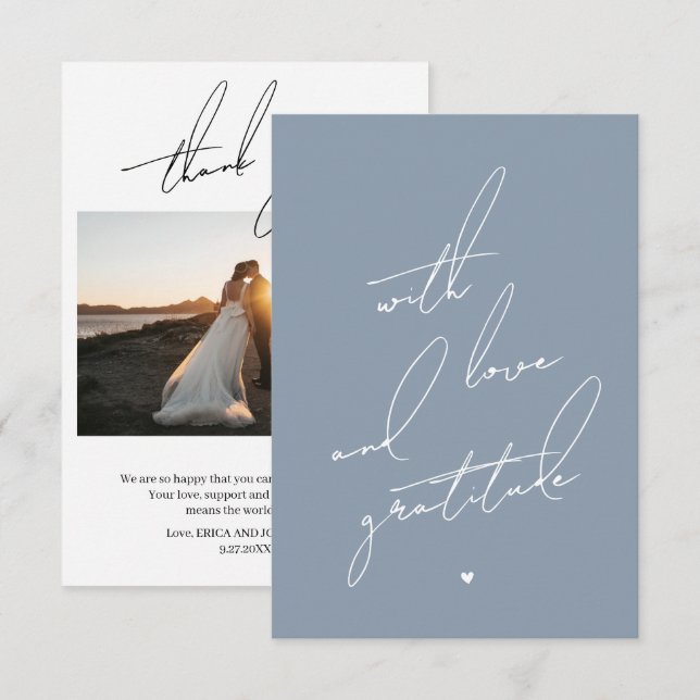 Carte De Remerciements Avec amour et Gratitude message pré-imprimé (Devant / Derrière)