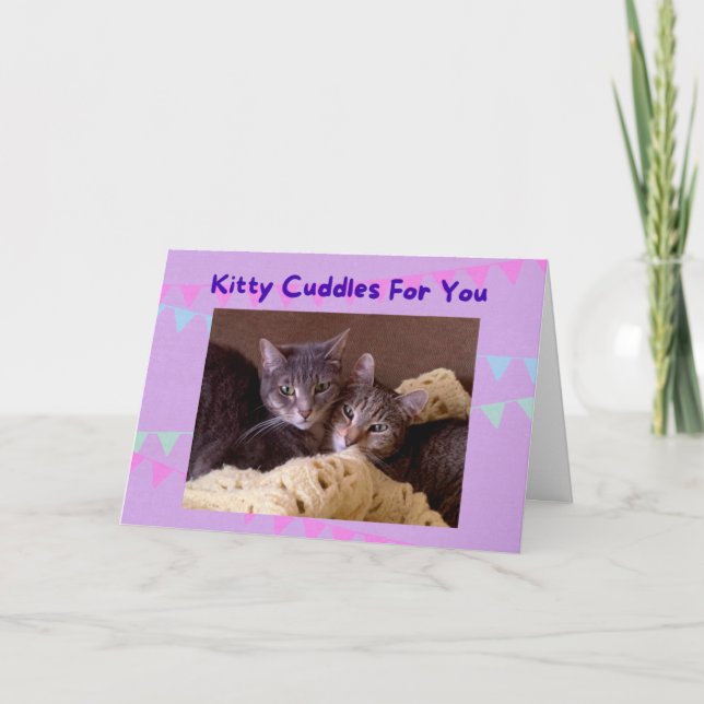 Carte de remerciements avec des chats câlins (Devant)
