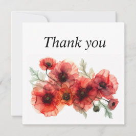 Carte De Remerciements Avec des pavots Scarlet Petal Serenade